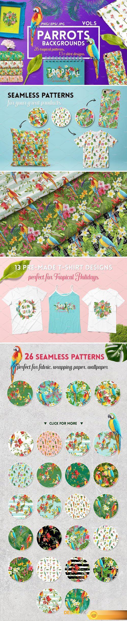 CM - Parrots Tropical Patterns, T-shirts 2400486