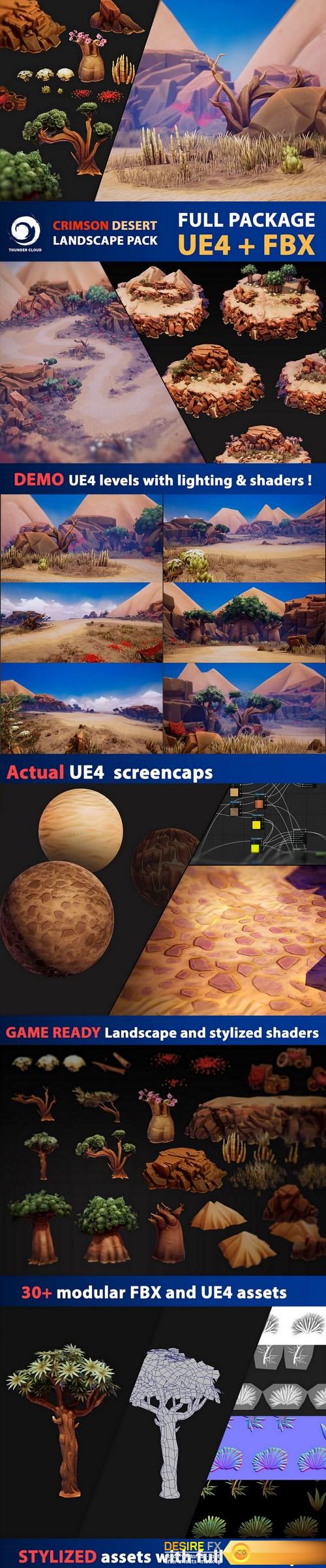 Cubebrush - Crimson Desert Landscape -Full package UE4 and FBX