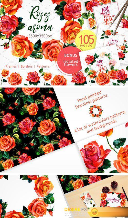 CM - Paradise Roses PNG Watercolor Set 2423186