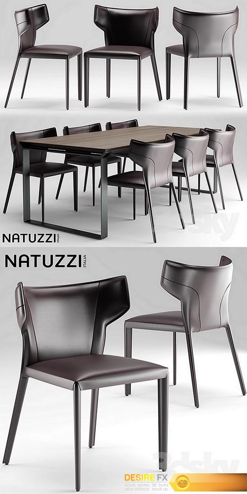 Table and chairs natuzzi Pi Greco, Omega 3D Model