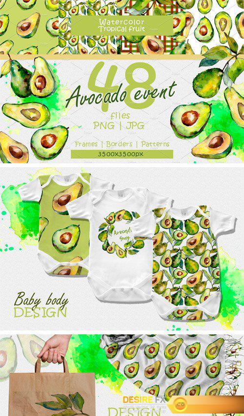 CM - Avocado Event PNG Watercolor Set 2392606
