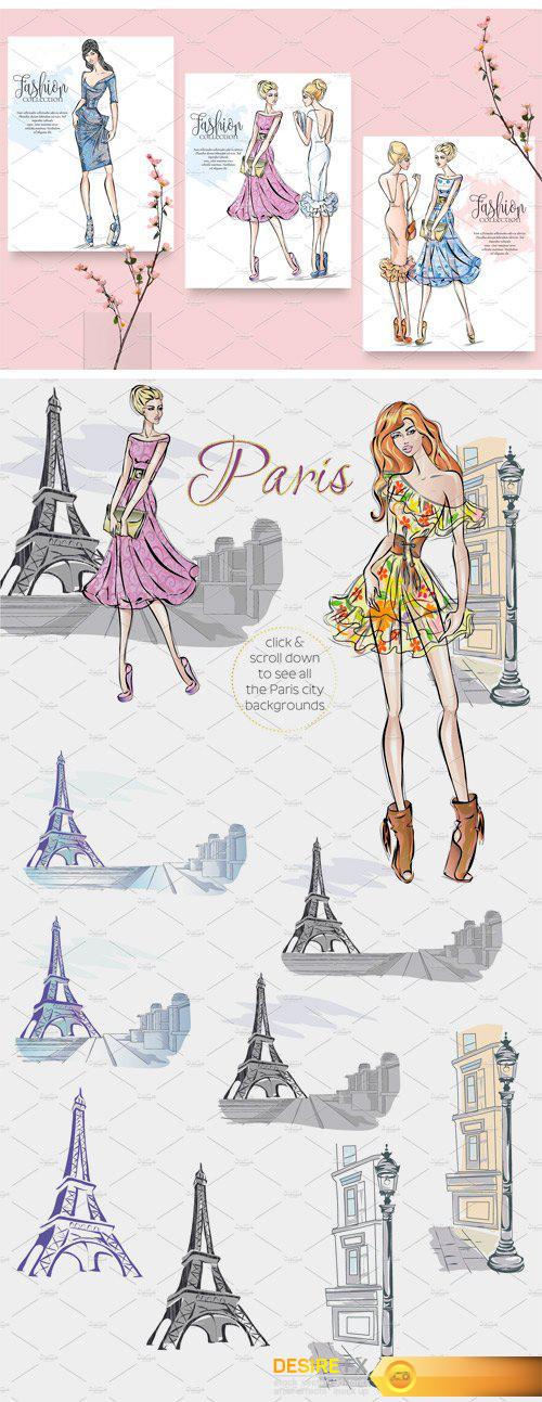 CM - Set of 11 Fashion Girls in Paris 2414228