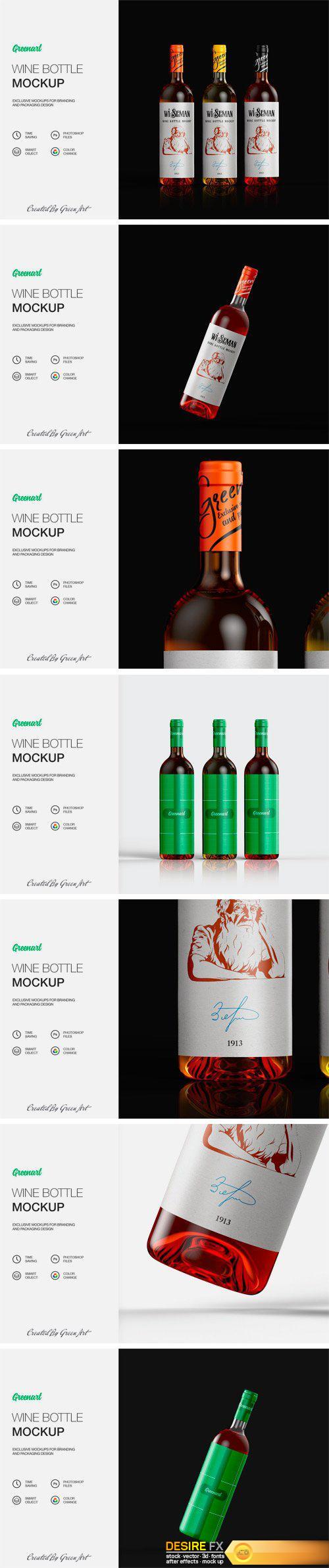 CM - Clear Glass Bottle With Wine-Mockup 2422440