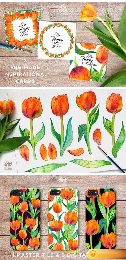CM - Fiery Tulips Watercolor Collection 2394687