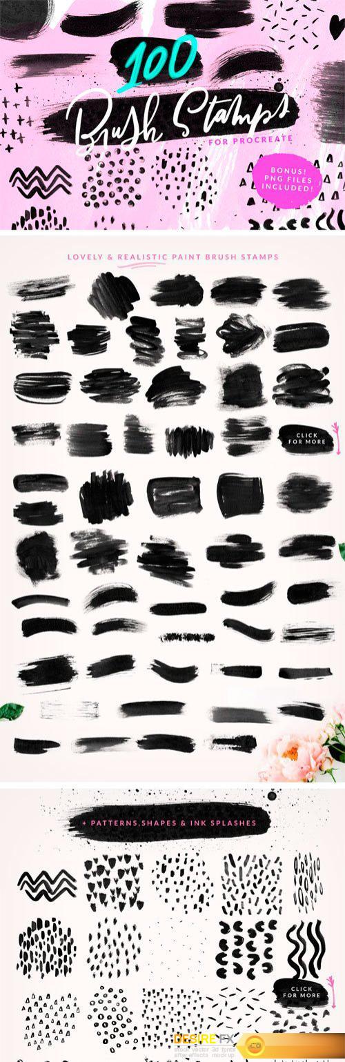 CM - 100 Paint Brush Stamps for Procreate 2419229