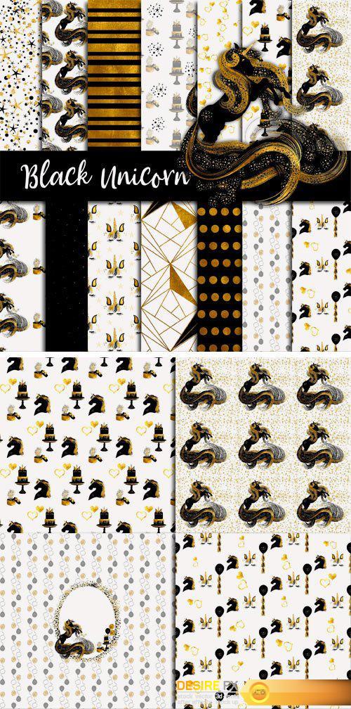 CM - Black & Gold Unicorn Paper Pack 2394208