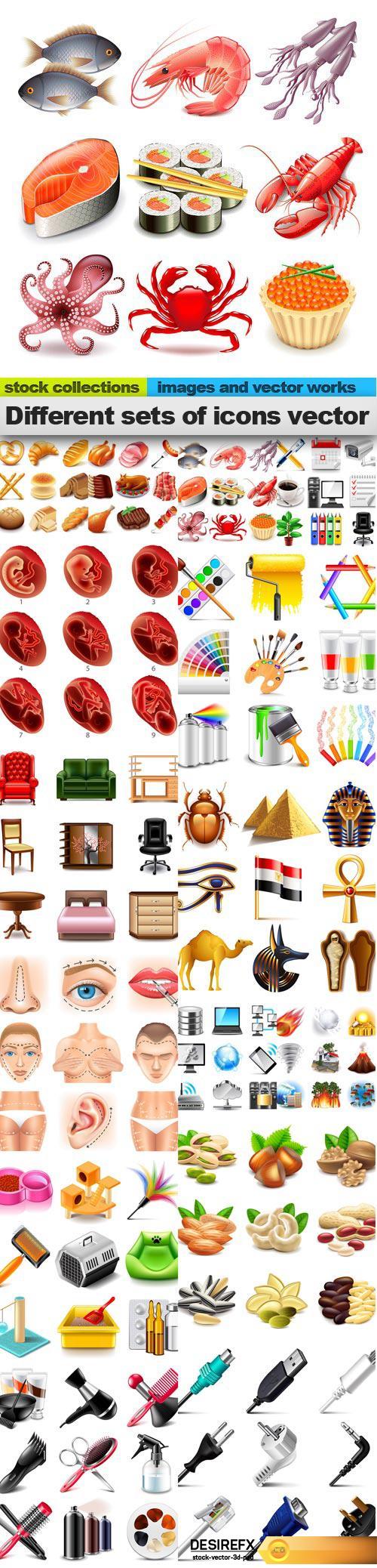 Different sets of icons vector, 15 x EPS