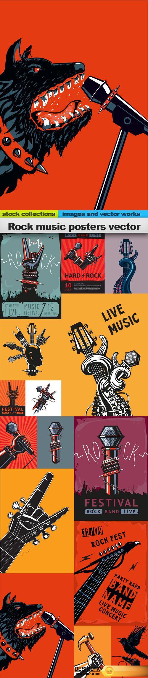 Rock music posters vector, 15 x EPS