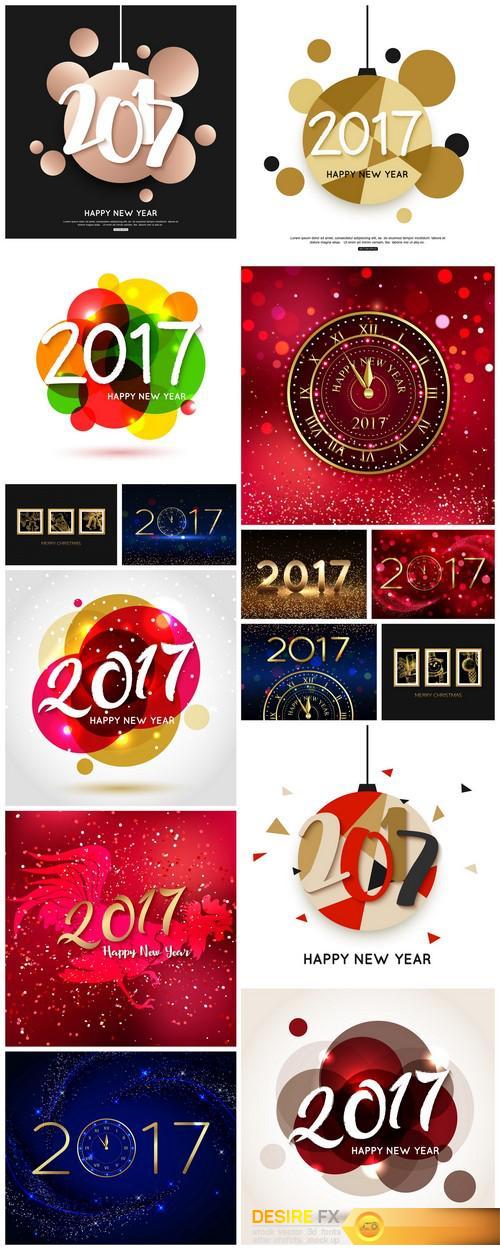 Happy New Year banner, placard 2017 15X EPS