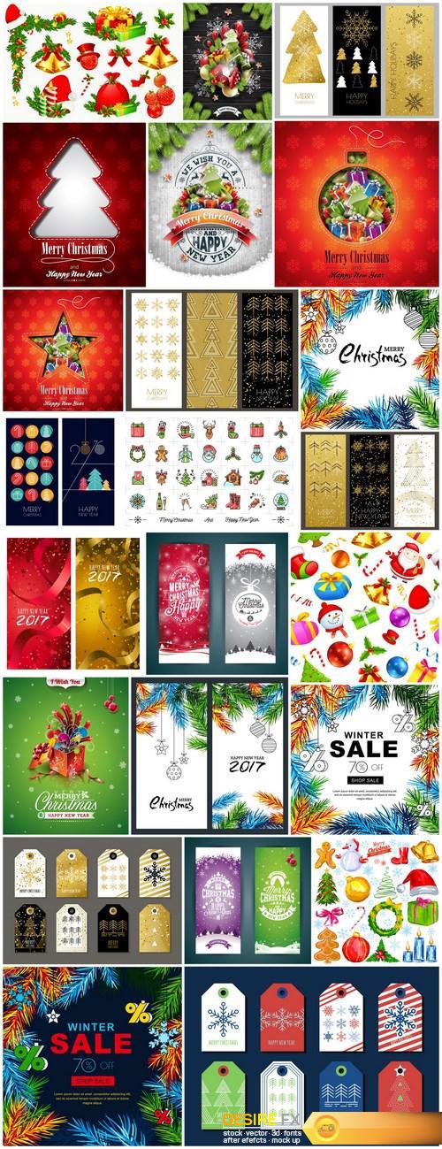 New Year 2017 & Christmas Design 11 - 24xEPS Vector Stock