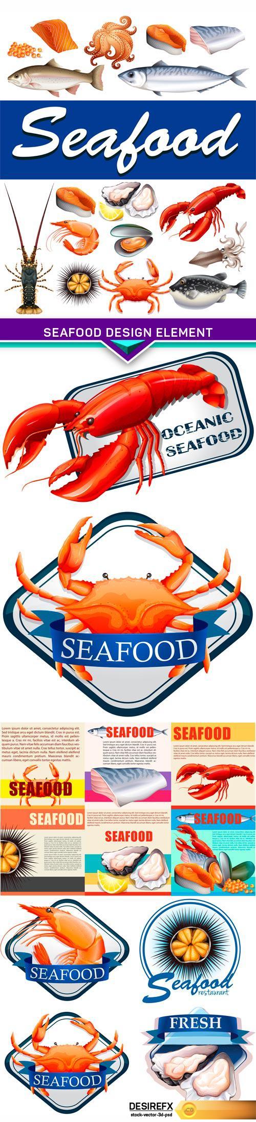 Seafood design element 5X EPS