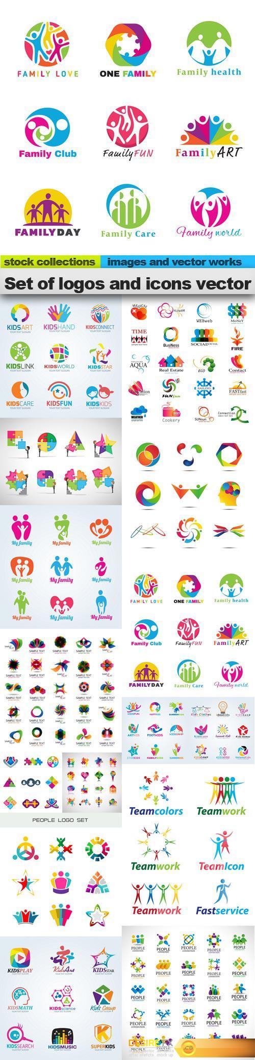 Set of logos and icons vector, 15 x EPS