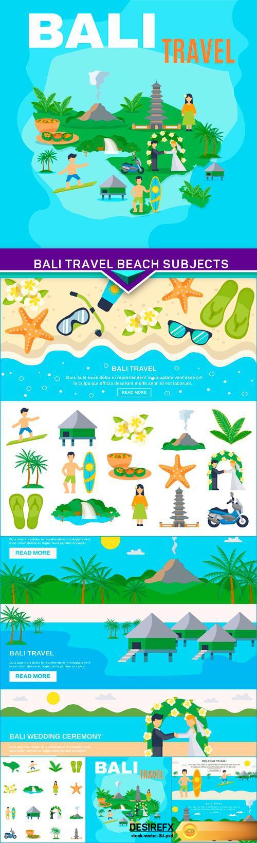 Concept Bali travel beach subjects and tourism goals 5X EPS
