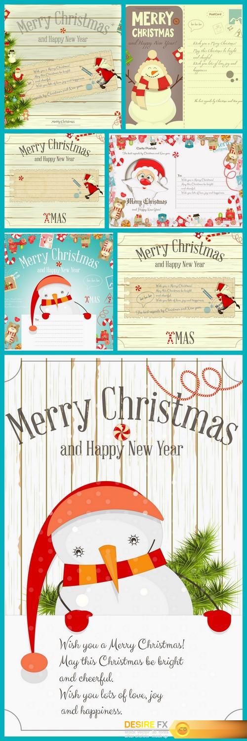 Christmas Postcard santa claus invitations 7X EPS
