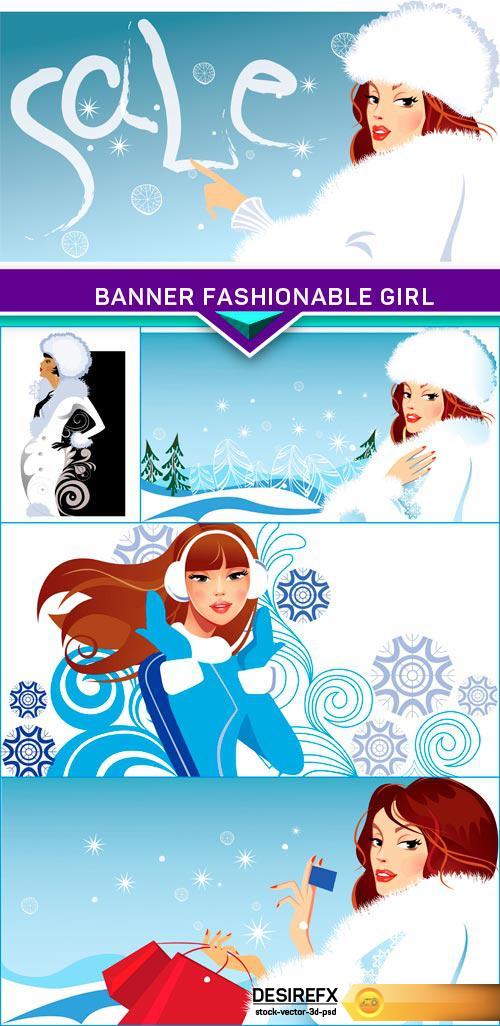 Banner fashionable girl 5X EPS