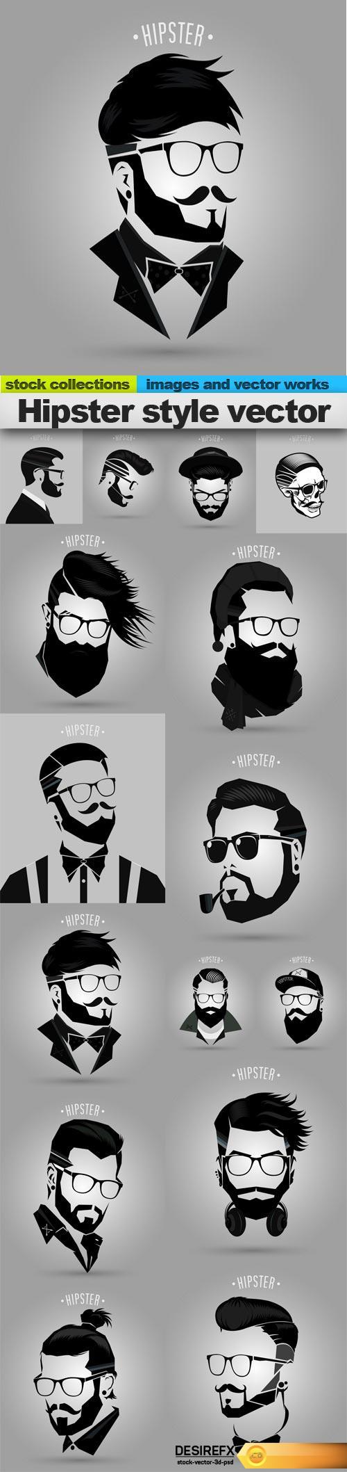 Hipster style vector, 15 x EPS