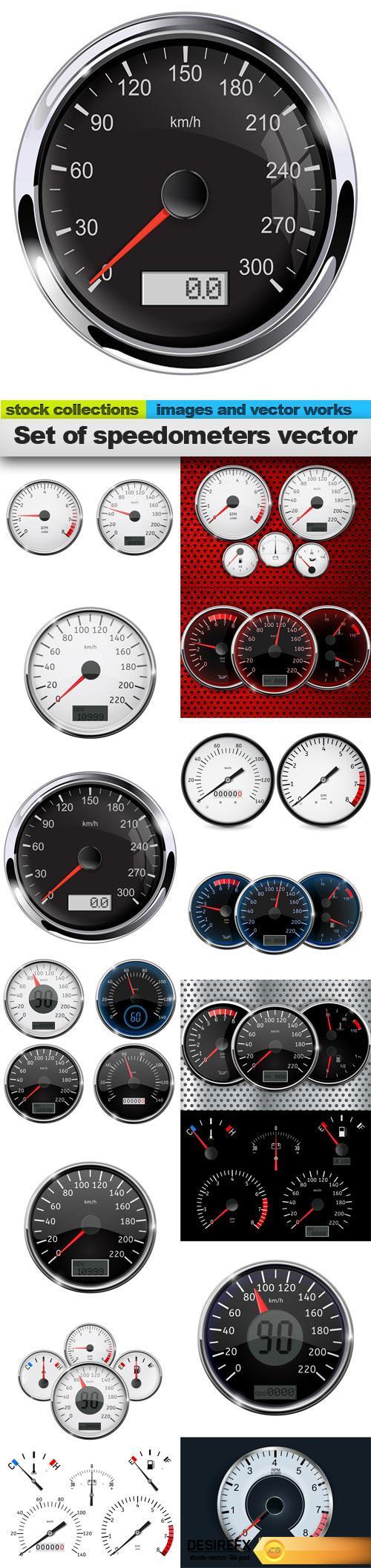 Set of speedometers vector, 15 x EPS