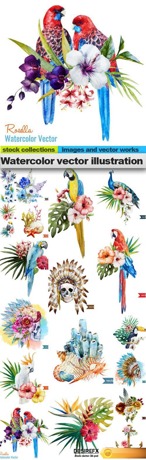 Watercolor vector illustration, 20 x EPS