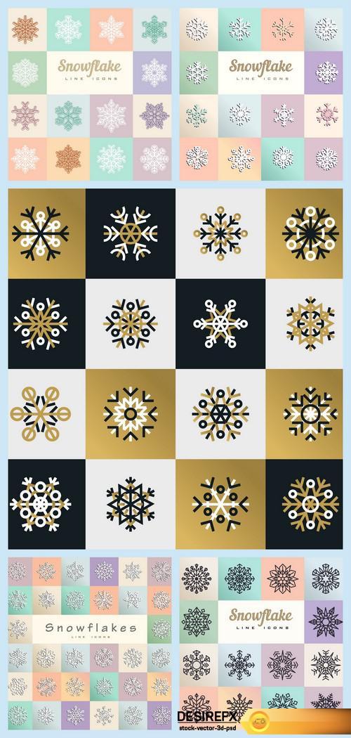Snowflakes of various type icons 5X EPS