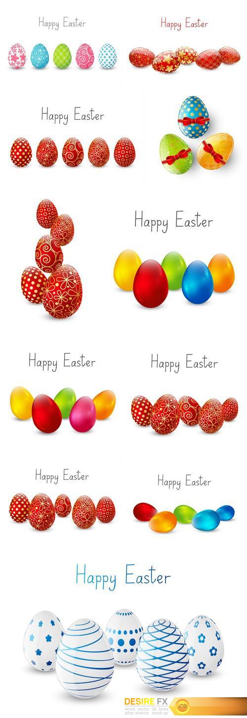 Easter eggs on white background 11X EPS