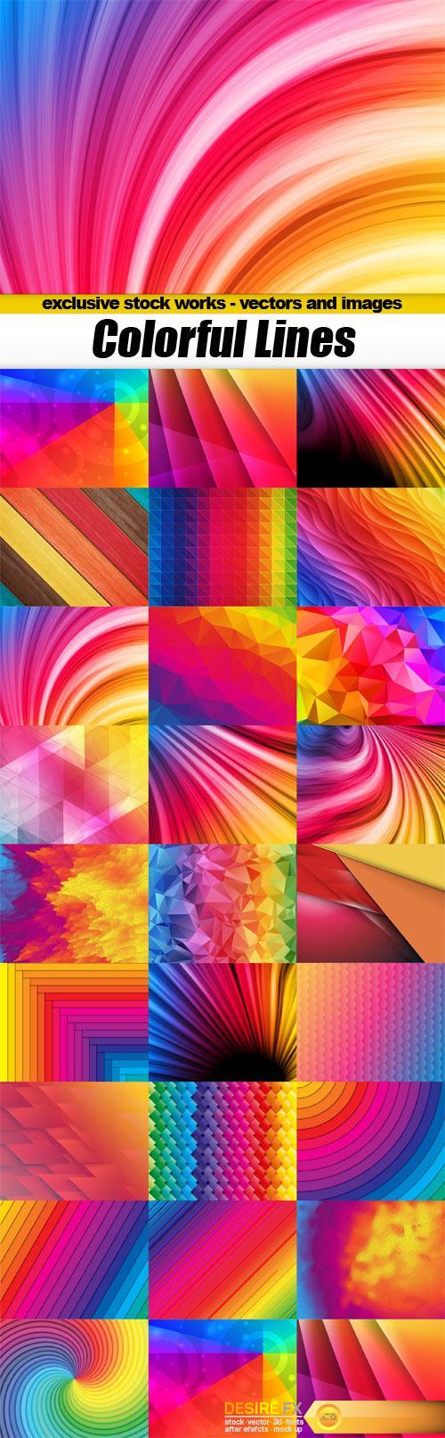 Colorful Lines Abstract Backgrounds - 25x EPS