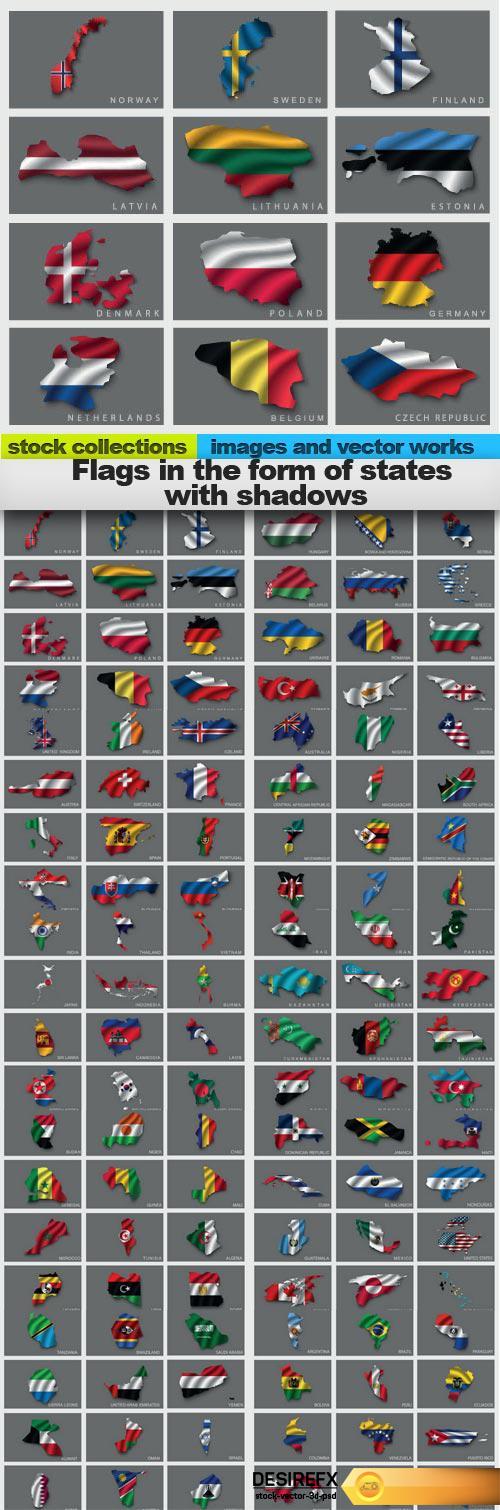 Flags in the form of states with shadows, 10 x EPS
