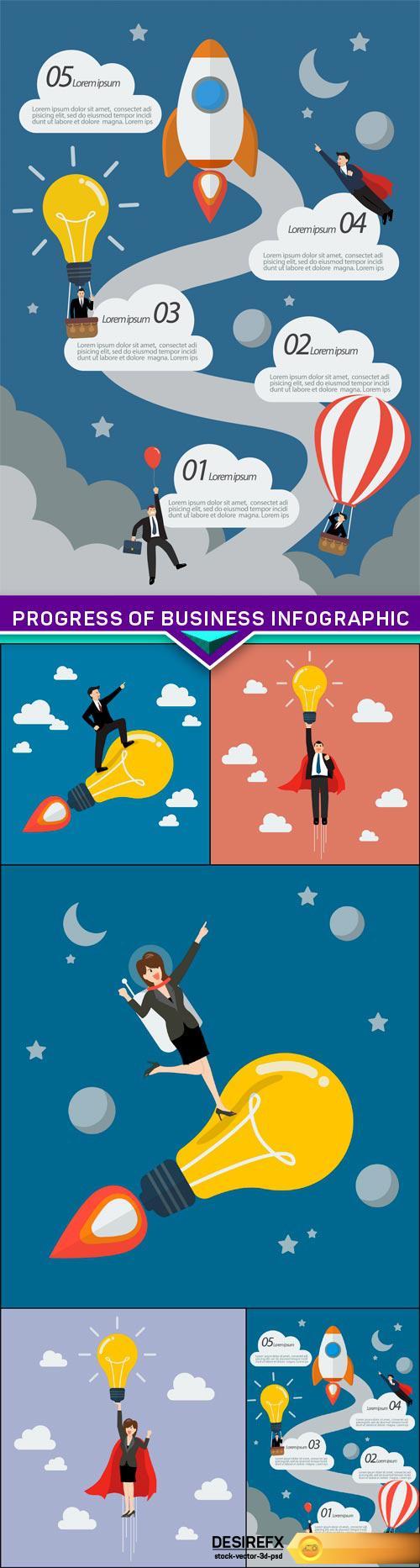 Progress of Business Infographic 5X EPS