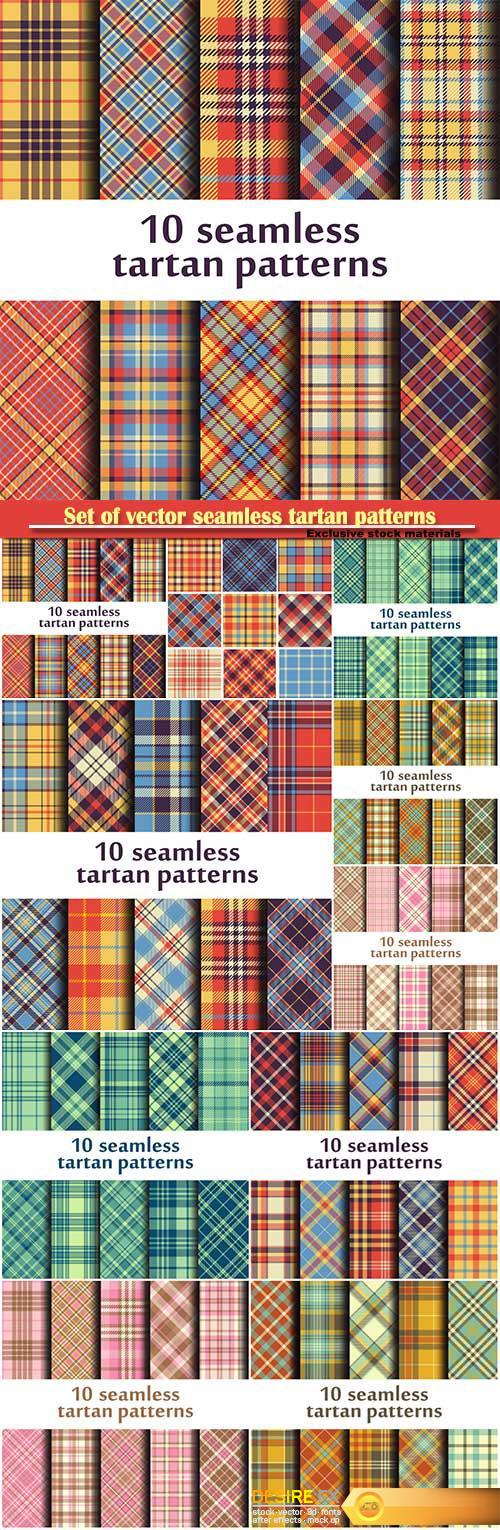 Set of vector seamless tartan patterns