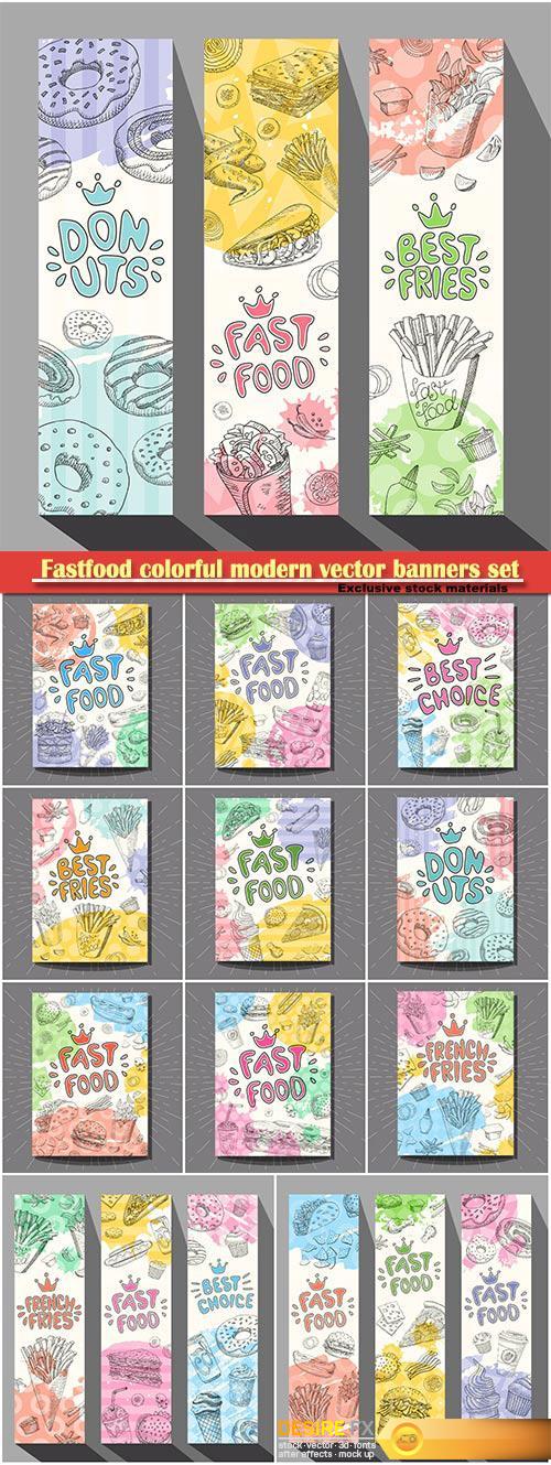Fastfood colorful modern vector banners set