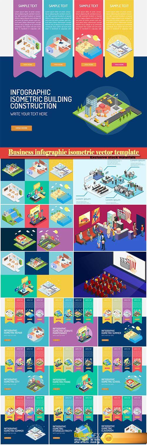 Business infographic isometric vector template