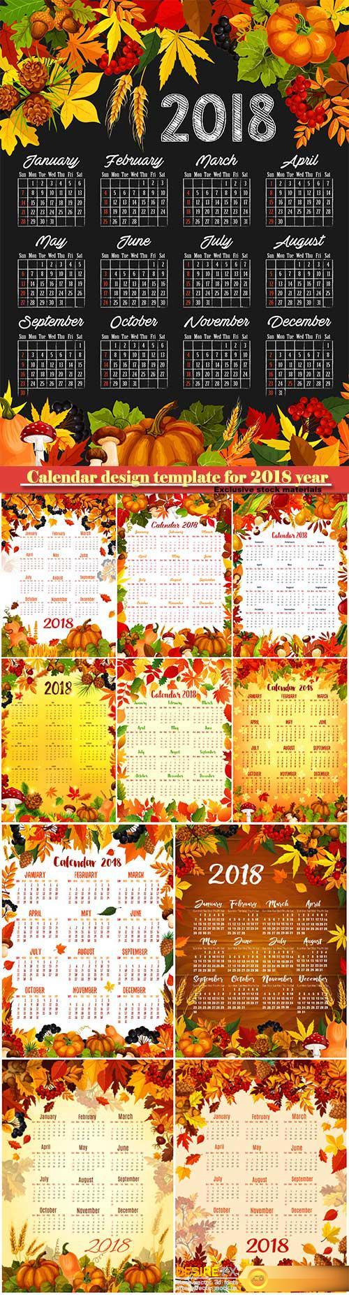 Vector autumn calendar design template for 2018 year # 8