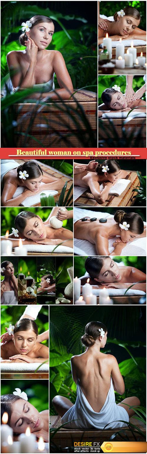 Beautiful woman on spa procedures, massage and aromatherapy