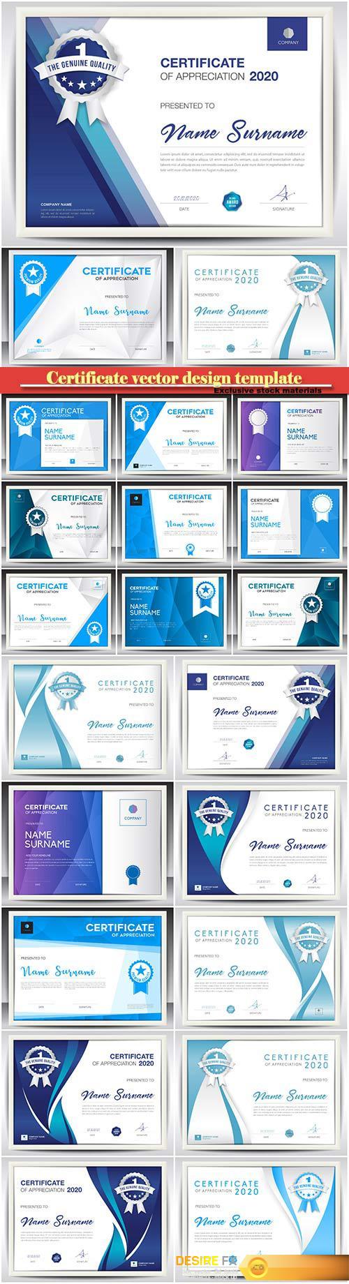 Certificate and vector diploma design template # 37