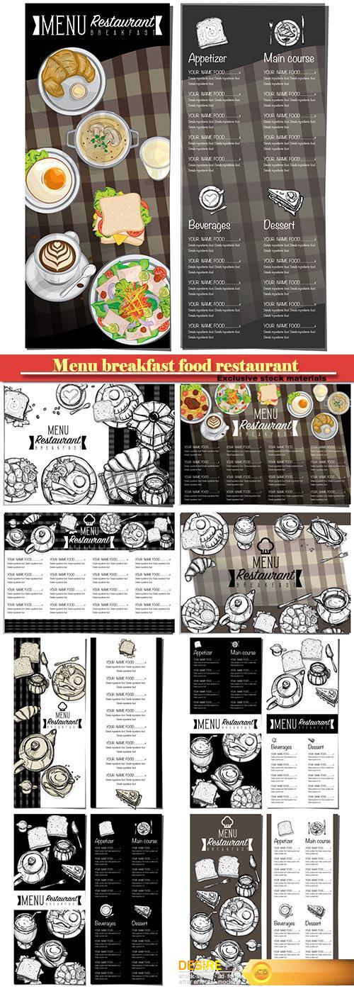 Menu breakfast food restaurant vector template design