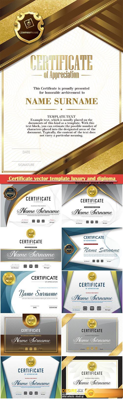 Certificate vector template luxury and diploma style
