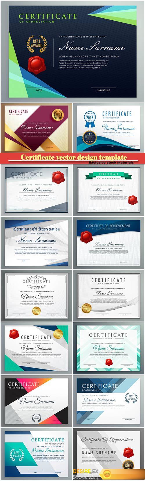 Certificate and vector diploma design template # 38