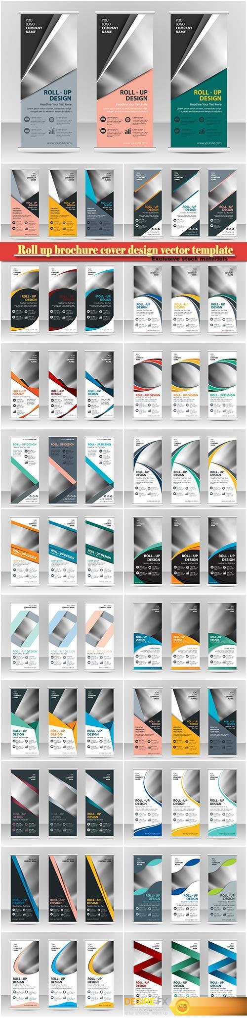 Roll up brochure cover design vector template