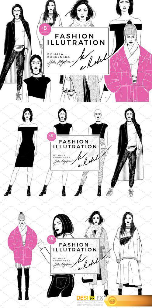 CM - Set with fashion Illustration 2120730