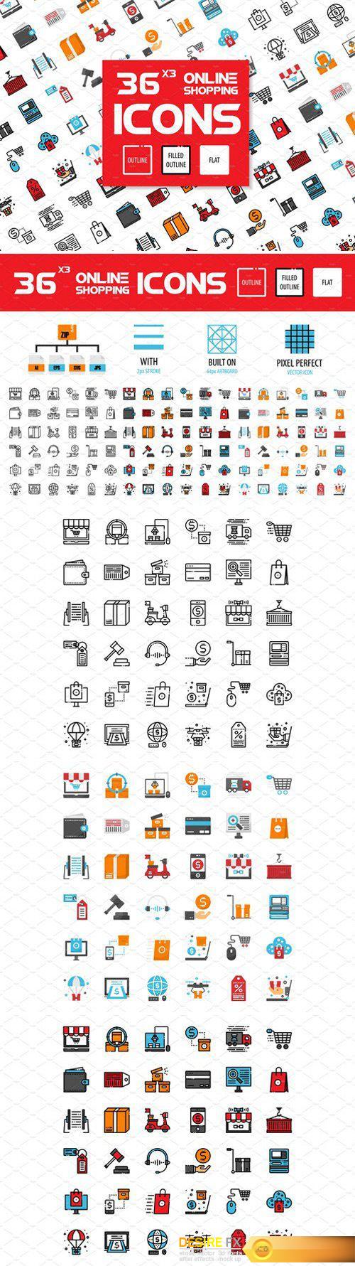CM - 36x3 Online Shopping icons 2359988