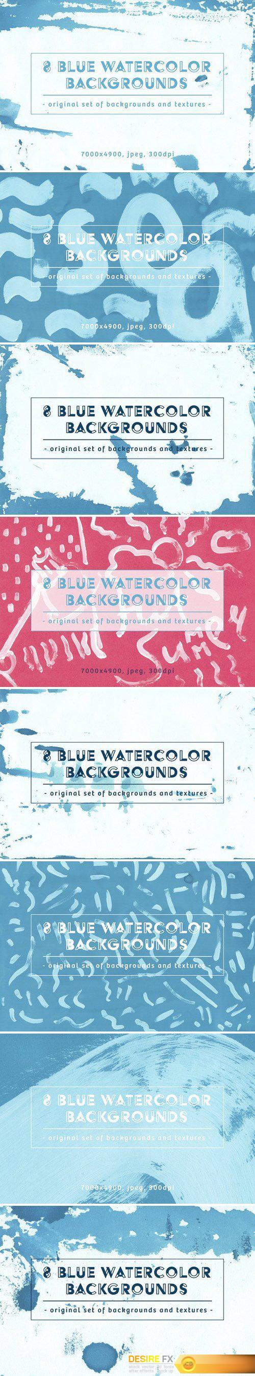 CM - Set of 8 Blue watercolor Backgrounds 2043021