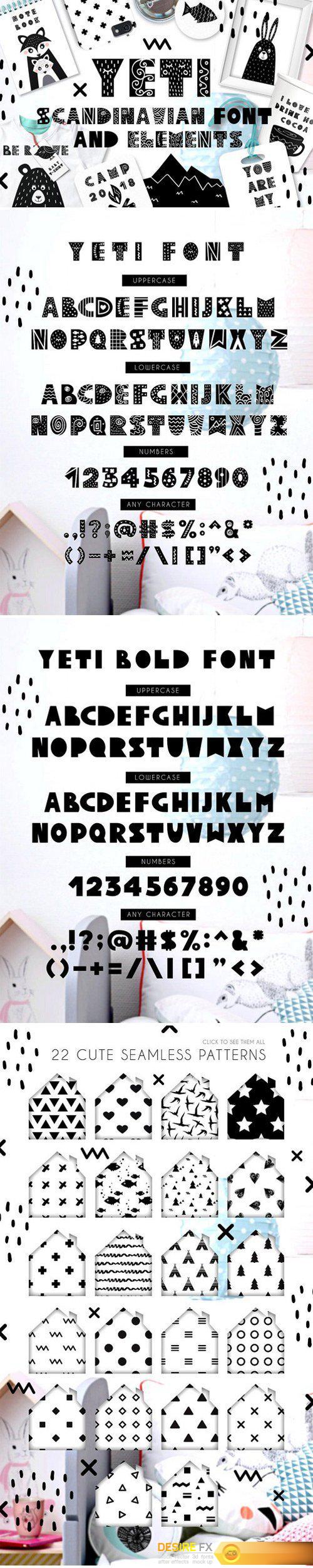 CM - Yeti - Scandinavian font & elements 2042753
