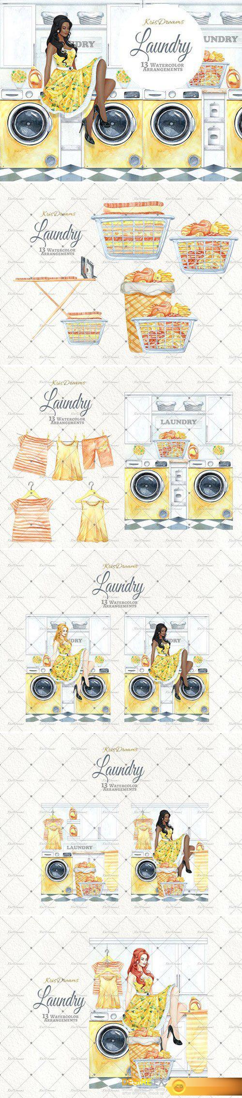 CM - Laundry Watercolor Clipart 2 2121298