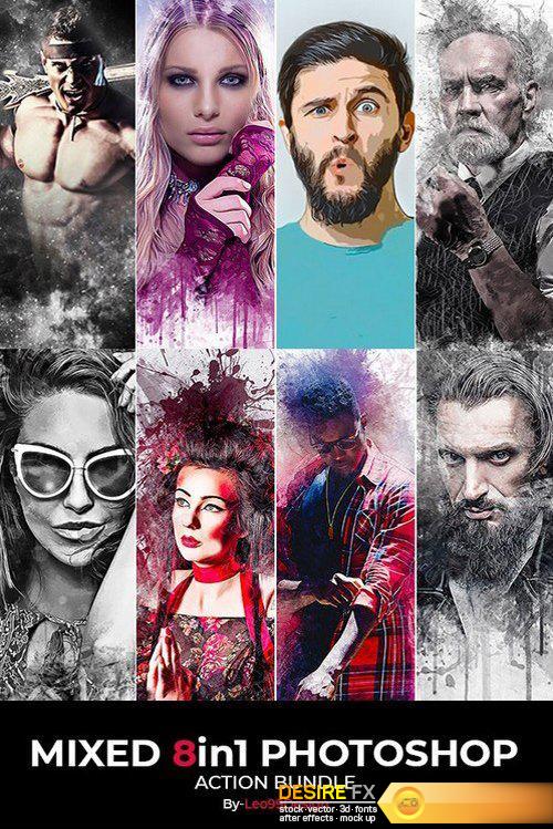 Graphicriver - Mixed 8 In 1 Photoshop Action Bundle 22133245