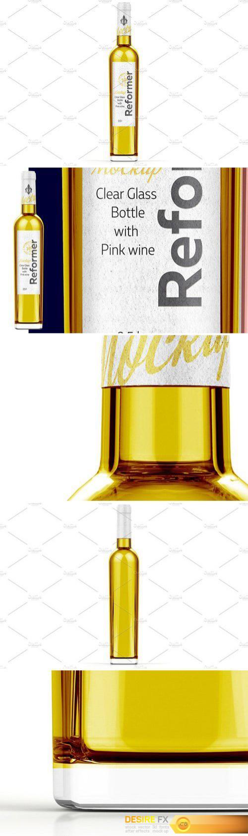 CM - Glass Bottle with White wine Mockup 2120644