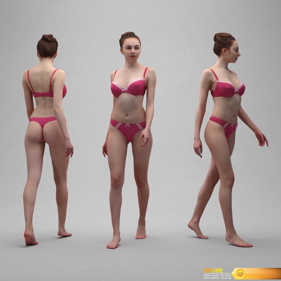 Desire FX 3d models Naked Woman Walking in Lingerie - Scanned 3D Model.