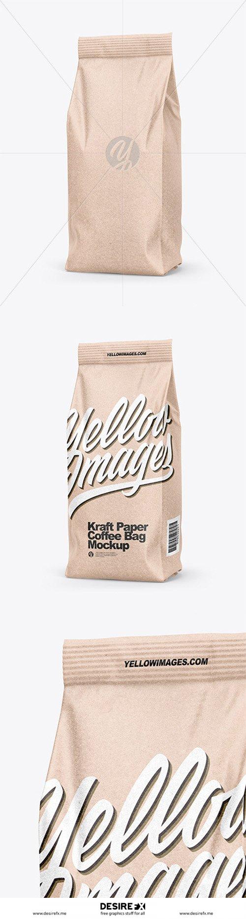 29+ Kraft Paper Coffee Bag Mockup Halfside View PNG