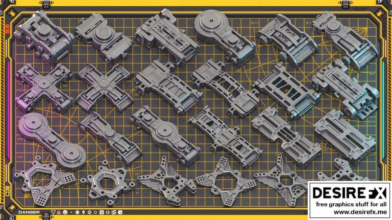 Desire FX 3d models | Sci-Fi Hard Surface Mechanical KITBASH 420 DETAILS