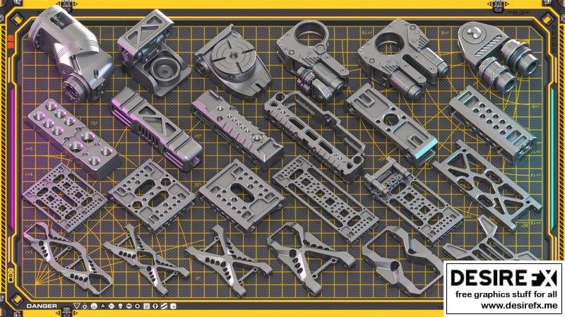 Desire FX 3d models | Sci-Fi Hard Surface Mechanical KITBASH 420 DETAILS