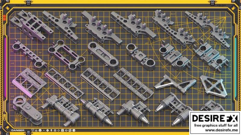 Desire FX 3d models | Sci-Fi Hard Surface Mechanical KITBASH 420 DETAILS