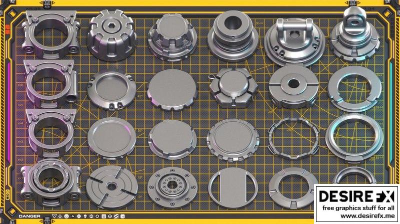 Desire FX 3d models | Sci-Fi Hard Surface Mechanical KITBASH 420 DETAILS